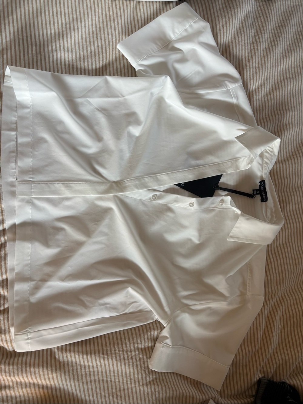 Classic White Short Sleeve Button-Up Top modern works